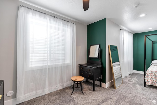 51 S 1250 E, Smithfield, UT 84335 - carpeted bedroom featuring a textured ceiling, ceiling fan, baseboards, and multiple windows