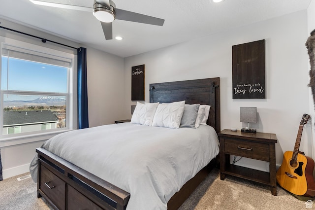 51 S 1250 E, Smithfield, UT 84335 - bedroom with baseboards, recessed lighting, ceiling fan, and light colored carpet