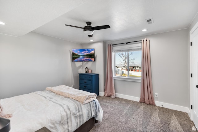 51 S 1250 E, Smithfield, UT 84335 - carpeted bedroom featuring visible vents, baseboards, recessed lighting, and ceiling fan