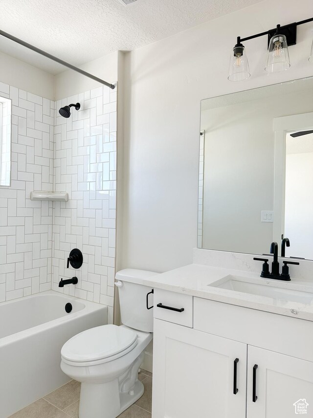 7007 W Hazel Oak Ct Unit 212, Herriman, UT 84096 - full bath with vanity, bathing tub / shower combination, tile patterned floors, and a textured ceiling