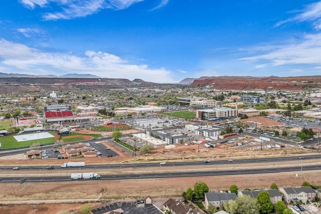 bird's eye view with a mountain view