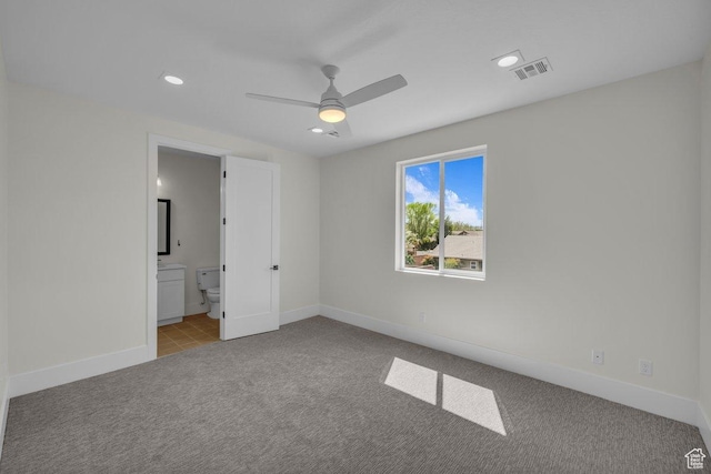 39 W Elinor Ln, Washington, UT 84780 - unfurnished bedroom with baseboards, recessed lighting, ensuite bath, carpet floors, and visible vents