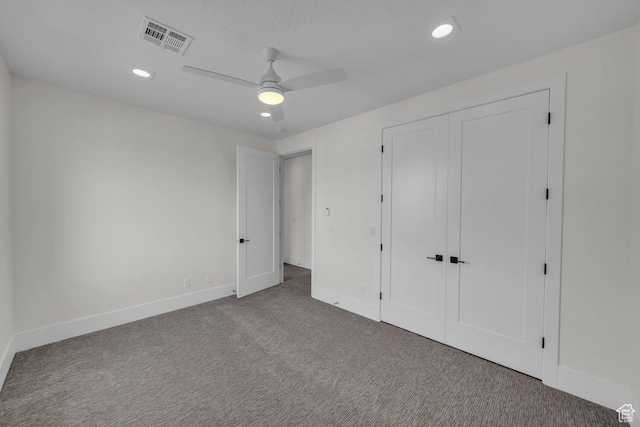 39 W Elinor Ln, Washington, UT 84780 - unfurnished bedroom featuring a closet, baseboards, recessed lighting, carpet floors, and visible vents
