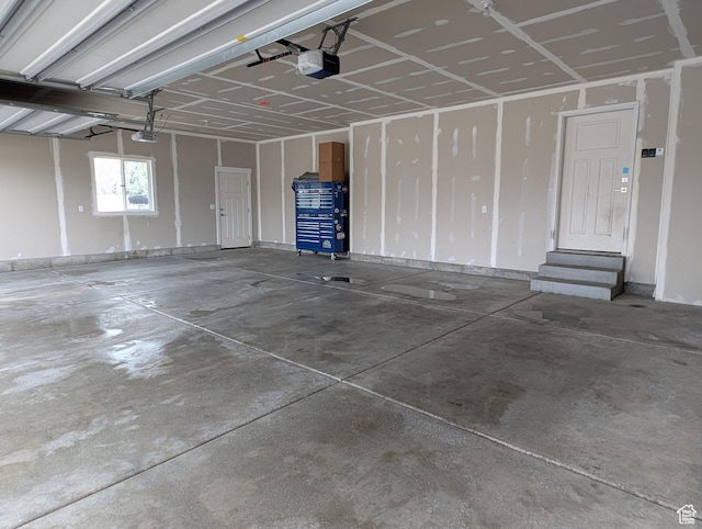 garage with a garage door opener