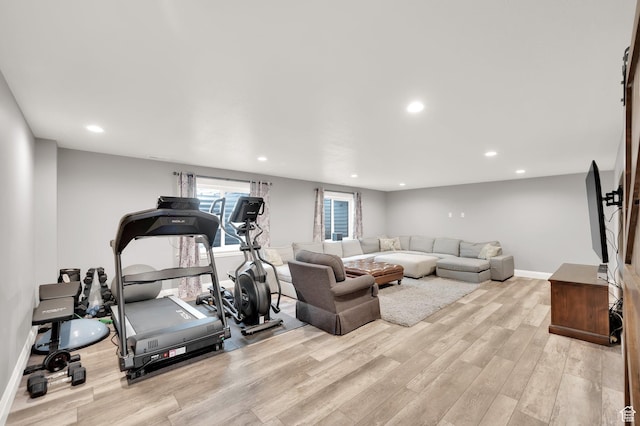 2282 N 3430 W, Clinton, UT 84015 - exercise area with light wood finished floors and recessed lighting