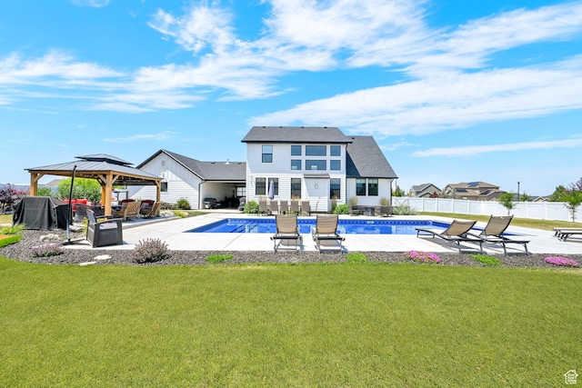 2282 N 3430 W, Clinton, UT 84015 - view of pool featuring a gazebo, a patio, area for grilling, and an outdoor living space