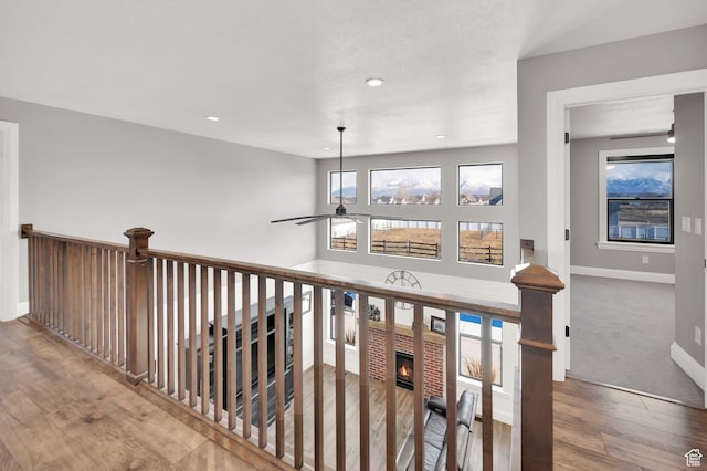 2282 N 3430 W, Clinton, UT 84015 - stairway featuring a ceiling fan, wood finished floors, and recessed lighting