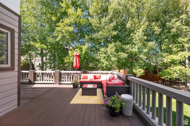 872 Martingale Ln, Park City, UT 84098 - wooden deck with an outdoor living space and fence
