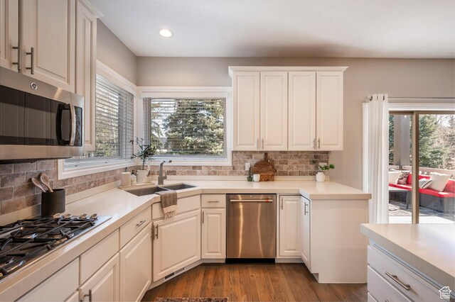 872 Martingale Ln, Park City, UT 84098 - kitchen with a sink, appliances with stainless steel finishes, plenty of natural light, and dark wood-style floors