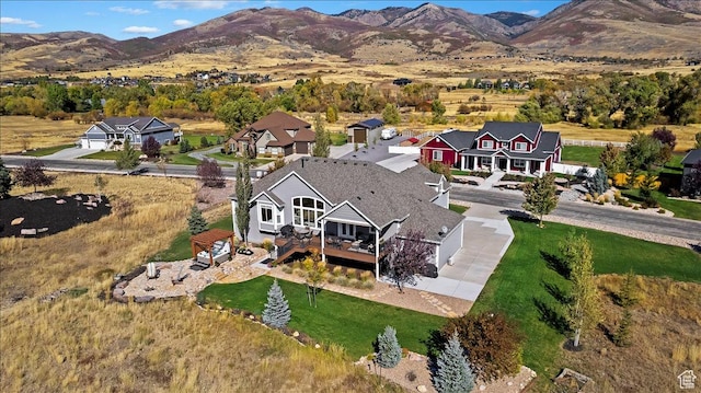 drone / aerial view with a mountain view