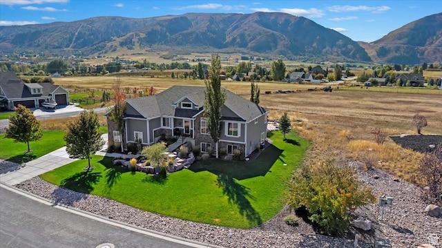 aerial view with a mountain view