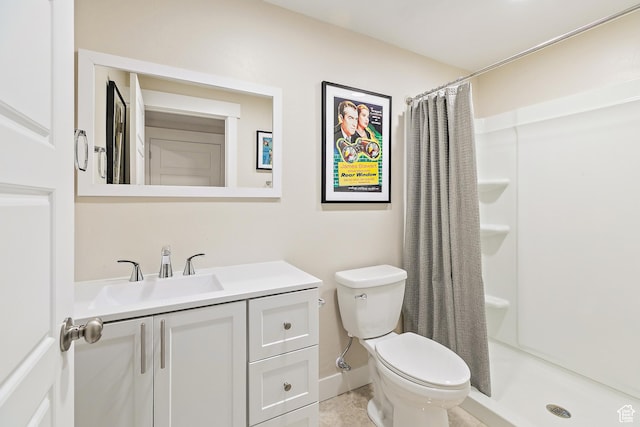 2913 S Puddle Ln, Saratoga Springs, UT 84045 - bathroom featuring toilet, tile patterned floors, a stall shower, vanity, and baseboards