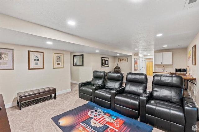 2913 S Puddle Ln, Saratoga Springs, UT 84045 - carpeted home theater featuring baseboards, visible vents, and recessed lighting