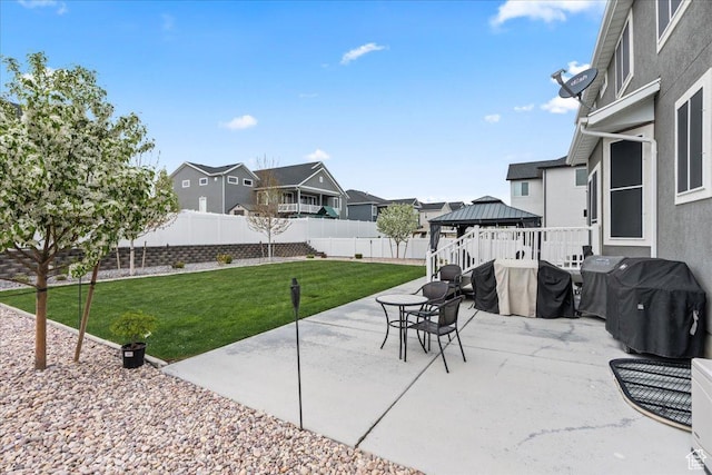 2913 S Puddle Ln, Saratoga Springs, UT 84045 - view of patio with grilling area, a fenced backyard, a gazebo, and a residential view