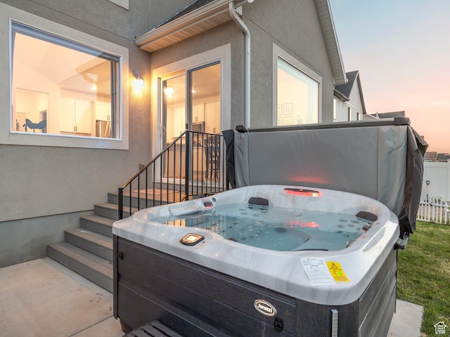 667 S Meade St, Mapleton, UT 84664 - exterior space featuring fence and a hot tub