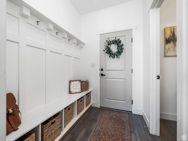 667 S Meade St, Mapleton, UT 84664 - mudroom featuring baseboards and dark wood-style floors