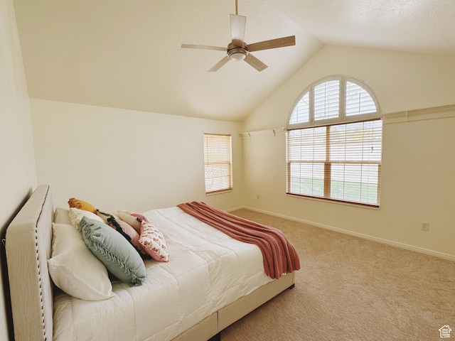 374 N 1100 E Unit F3, Lehi, UT 84043 - bedroom featuring high vaulted ceiling, carpet, a ceiling fan, and baseboards
