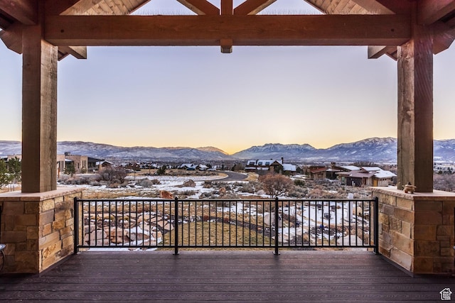 1285 N Oquirrh Mountain Dr, Heber City, UT 84032 - snow covered deck featuring a mountain view