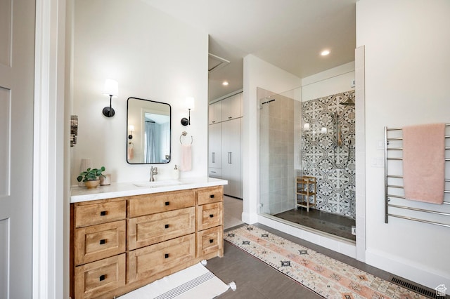 1285 N Oquirrh Mountain Dr, Heber City, UT 84032 - bathroom with recessed lighting, a shower stall, and vanity