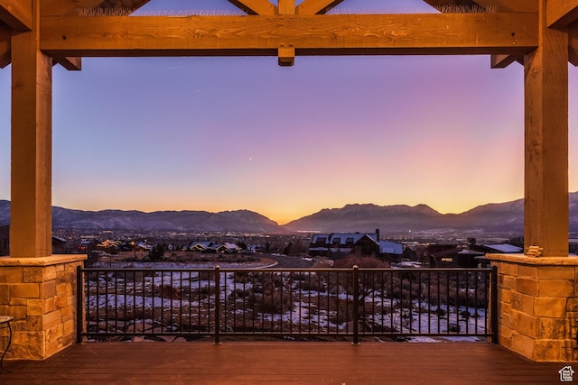 1285 N Oquirrh Mountain Dr, Heber City, UT 84032 - patio terrace at dusk with a mountain view