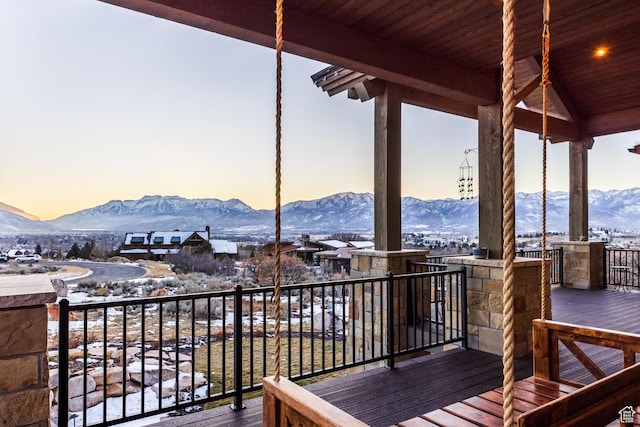 1285 N Oquirrh Mountain Dr, Heber City, UT 84032 - wooden terrace featuring a mountain view