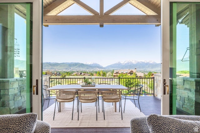 1285 N Oquirrh Mountain Dr, Heber City, UT 84032 - balcony featuring a mountain view and outdoor dining space