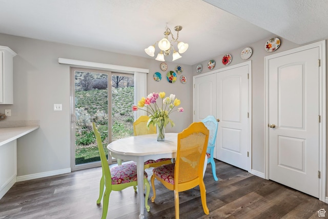 3794 W Morgan Blvd, Cedar Hills, UT 84062 - dining area featuring dark wood-style flooring, baseboards, and an inviting chandelier