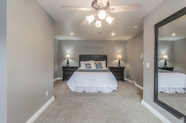390 Ridge Dr, Heber City, UT 84032 - bedroom with recessed lighting, carpet flooring, baseboards, and a ceiling fan