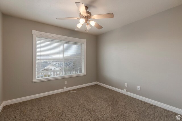 390 Ridge Dr, Heber City, UT 84032 - carpeted empty room featuring baseboards, a ceiling fan, and visible vents