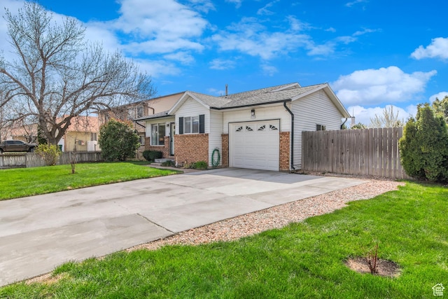 1155 W 2450 N, Layton, UT 84041 - ranch-style house with an attached garage, a front yard, fence, and brick siding