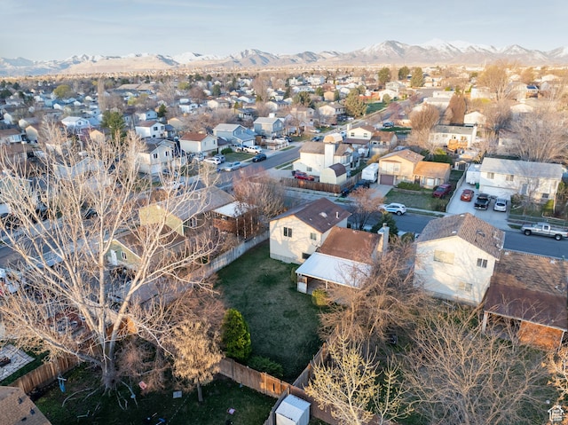 birds eye view of property featuring a residential view and a mountain view