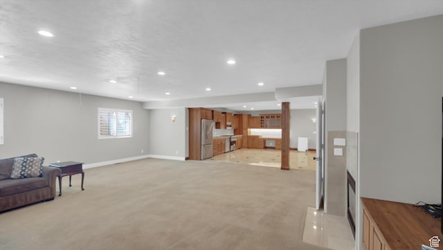 2847 W Amini Way S, Jordan, UT 84095 - living area with light carpet, recessed lighting, and baseboards