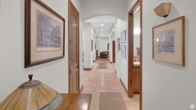 2847 W Amini Way S, Jordan, UT 84095 - hall featuring recessed lighting, arched walkways, and baseboards