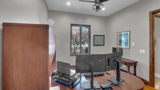 2847 W Amini Way S, Jordan, UT 84095 - office space with ceiling fan, wood finished floors, and baseboards