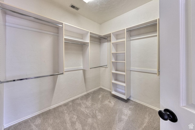 spacious closet with visible vents and carpet floors