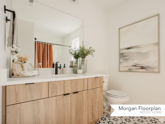 13678 S Langdon Dr Unit 2315, Riverton, UT 84096 - bathroom featuring vanity, toilet, visible vents, and curtained shower