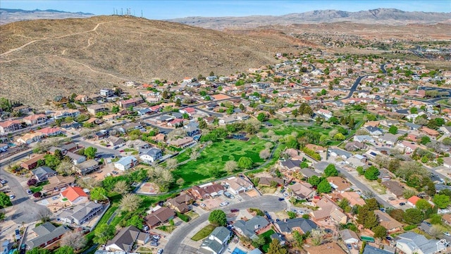 bird's eye view with a mountain view and a residential view