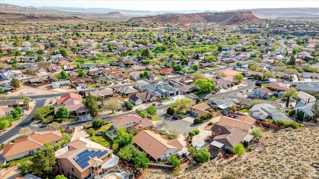 bird's eye view featuring a mountain view and a residential view