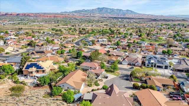 bird's eye view featuring a mountain view and a residential view