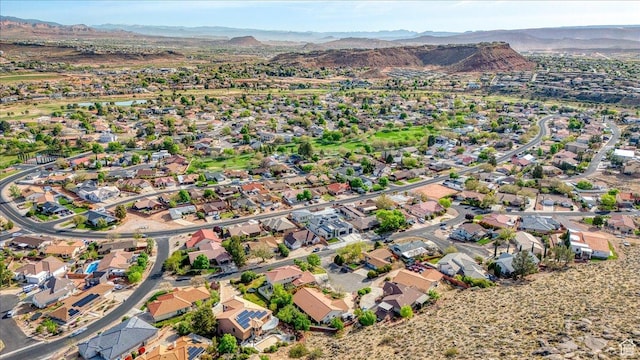 bird's eye view with a mountain view and a residential view