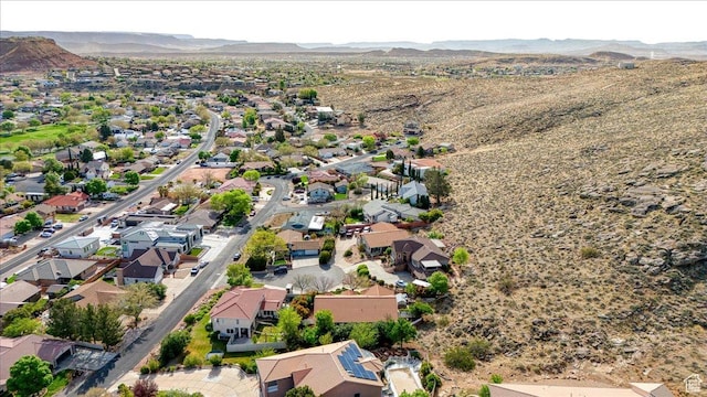 drone / aerial view with a mountain view and a residential view