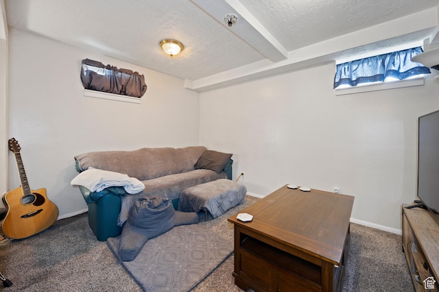 4622 S 375 E, Washington Terrace, UT 84405 - carpeted living area featuring a textured ceiling and baseboards