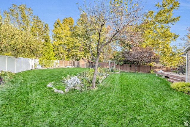 307 E 680 N, Lindon, UT 84042 - view of yard with a fenced backyard and a wooden deck