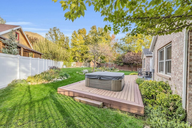 307 E 680 N, Lindon, UT 84042 - view of yard with a fenced backyard, a covered hot tub, and a deck