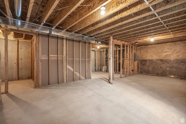 view of unfinished basement