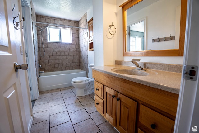 4129 W Misty Dr S, Taylorsville, UT 84129 - full bathroom with vanity, toilet, bathing tub / shower combination, and a textured ceiling