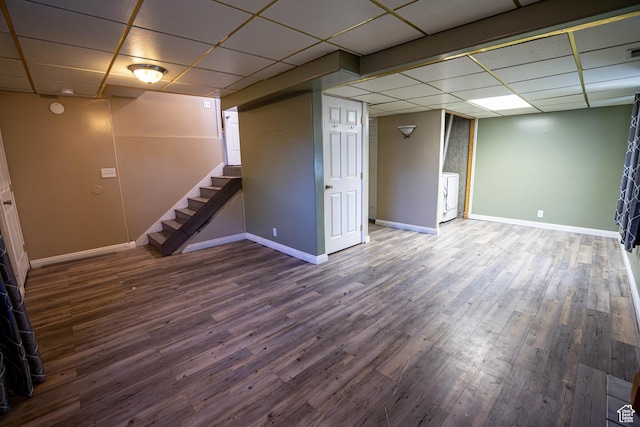 4129 W Misty Dr S, Taylorsville, UT 84129 - finished basement with a drop ceiling, baseboards, washer / clothes dryer, wood finished floors, and stairs