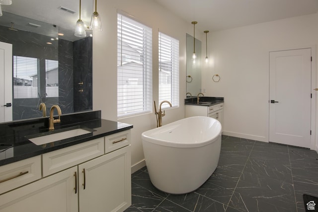 2543 W 3350 S Unit 210, Syracuse, UT 84075 - full bathroom featuring a soaking tub, marble finish floor, and a sink