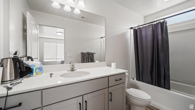 448 S Pegasus Way, Saratoga Springs, UT 84045 - bathroom with visible vents, toilet, vanity, and shower / bath combination with curtain