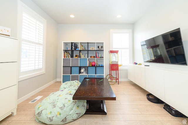 11531 S Bingham Rim Rd, South Jordan, UT 84009 - sitting room featuring light wood-style floors, recessed lighting, baseboards, and a wealth of natural light